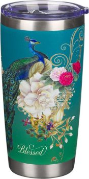 Blessed Blue Peacock Stainless Steel Travel Tumbler