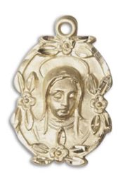 14kt Gold Filled Madonna Pendant on an 18-inch Gold Filled Light Curb Chain
