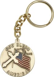 Gold Oxide God Bless America Keychain