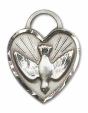 Sterling Silver Confirmation Heart Pendant on an 18-inch Sterling Silver Light Curb Chain