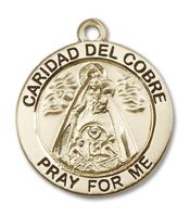14kt Gold Filled Caridad del Cobre Pendant on an 18-inch Gold Filled Light Curb Chain