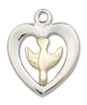 Two-Tone GF/SS Holy Spirit Pendant on an 18-inch Sterling Silver Light Curb Chain