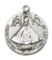 Sterling Silver Senora de Los Lagos Pendant on an 24-inch Sterling Silver Heavy Curb Chain