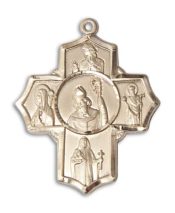 14kt Gold Filled Irish 5-Way Pendant on an 24-inch Gold Filled Heavy Curb Chain
