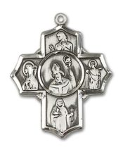 Sterling Silver Irish 5-Way Pendant on an 24-inch Sterling Silver Heavy Curb Chain