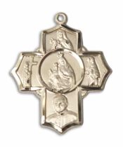 14kt Gold Filled Carmelite 5-Way Pendant on an 24-inch Gold Filled Heavy Curb Chain