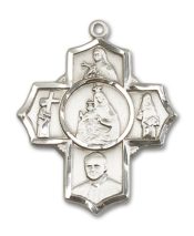 Sterling Silver Carmelite 5-Way Pendant on an 24-inch Sterling Silver Heavy Curb Chain