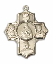 14kt Gold Filled Polish 5-Way Pendant on an 24-inch Gold Filled Heavy Curb Chain
