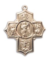 14kt Gold Filled Warrior 5-Way Pendant on an 24-inch Gold Filled Heavy Curb Chain