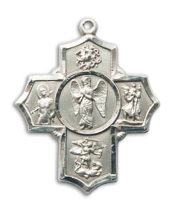 Sterling Silver Warrior 5-Way Pendant on an 24-inch Sterling Silver Heavy Curb Chain
