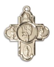 14kt Gold Filled 5-Way Baseball Pendant on an 24-inch Gold Filled Heavy Curb Chain