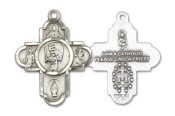 Sterling Silver 5-Way Baseball Pendant on an 24-inch Sterling Silver Heavy Curb Chain