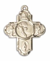 14kt Gold Filled 5-Way Basketball Pendant on an 24-inch Gold Filled Heavy Curb Chain