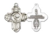 Sterling Silver 5-Way Soccer Pendant on an 24-inch Sterling Silver Heavy Curb Chain