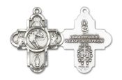 Sterling Silver 5-Way Ice Hockey Pendant on an 24-inch Sterling Silver Heavy Curb Chain