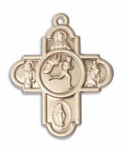 14kt Gold Filled 5-Way Track&Field Pendant on an 24-inch Gold Filled Heavy Curb Chain