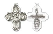 Sterling Silver 5-Way Track&Field Pendant on an 24-inch Sterling Silver Heavy Curb Chain