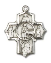 Sterling Silver 5-Way Special Needs Pendant on an 18-inch Sterling Silver Light Curb Chain