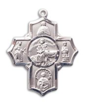 Sterling Silver 5-Way Special Needs Pendant on an 24-inch Sterling Silver Heavy Curb Chain