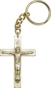 Gold Oxide Crucifix Keychain