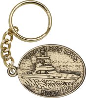 Gold Oxide God Bless This Boat Keychain