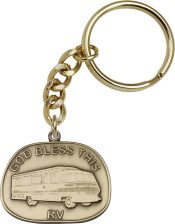 Gold Oxide God Bless This RV Keychain