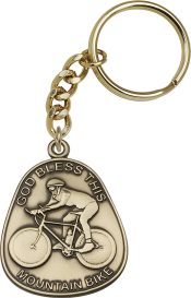 Gold Oxide God Bless This Mountain Bike Keychain
