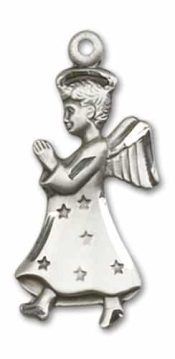 Sterling Silver Angel Pendant on an 24-inch Sterling Silver Heavy Curb Chain