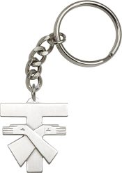 Silver Oxide Franciscan Cross Keychain