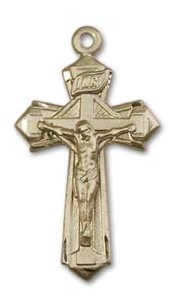 14kt Gold Filled Crucifix Pendant on an 24-inch Gold Filled Heavy Curb Chain