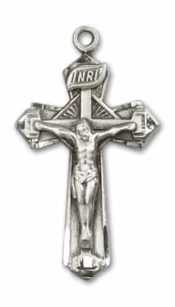 Sterling Silver Crucifix Pendant on an 24-inch Sterling Silver Heavy Curb Chain