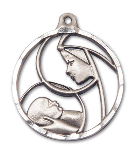 Madonna and Child Necklace Sterling Silver 18