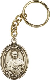 Gold Oxide Saint Pius X Keychain