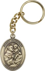 Gold Oxide Saint Anthony Keychain