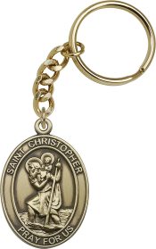 Gold Oxide Saint Christopher Keychain