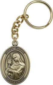 Gold Oxide Saint Clare Keychain