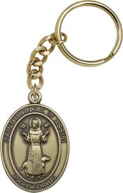 Gold Oxide Saint Francis of Assisi Keychain