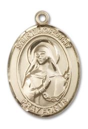 14kt Gold Filled Saint Dorothy Pendant on an 24-inch Gold Filled Heavy Curb Chain