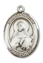 Sterling Silver Saint Dorothy Pendant on an 24-inch Sterling Silver Heavy Curb Chain