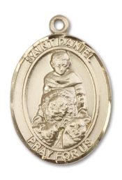 14kt Gold Filled Saint Daniel Pendant on an 24-inch Gold Filled Heavy Curb Chain