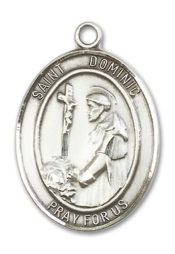 Sterling Silver Saint Dominic de Guzman Pendant on an 24-inch Sterling Silver Heavy Curb Chain