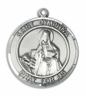 Sterling Silver Saint Dymphna Pendant on an 24-inch Sterling Silver Heavy Curb Chain