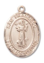 14kt Gold Filled San Francis Pendant on an 24-inch Gold Filled Heavy Curb Chain