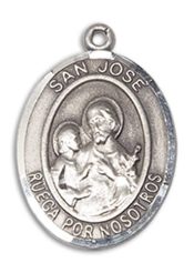 Sterling Silver San Jose Pendant on an 24-inch Sterling Silver Heavy Curb Chain