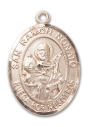 14kt Gold Filled San Ramon Nonato Pendant on an 24-inch Gold Filled Heavy Curb Chain