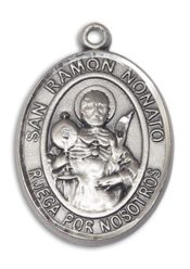 Sterling Silver San Ramon Nonato Pendant on an 24-inch Sterling Silver Heavy Curb Chain