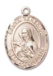 14kt Gold Filled Santa Teresita Pendant on an 24-inch Gold Filled Heavy Curb Chain
