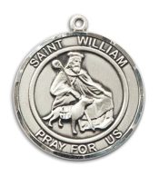 Sterling Silver Saint William of Rochester Pendant on an 24-inch Sterling Silver Heavy Curb Chain