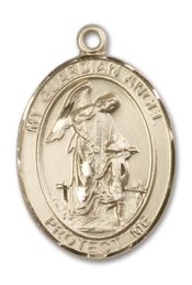 14kt Gold Guardian Angel w/Child Medal