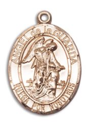 14kt Gold Filled Angel de la Guarda Pendant on an 24-inch Gold Filled Heavy Curb Chain